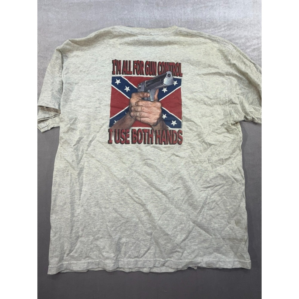 Dixie Classics Gun Control Men Shirt Gray Confederacy Size XL